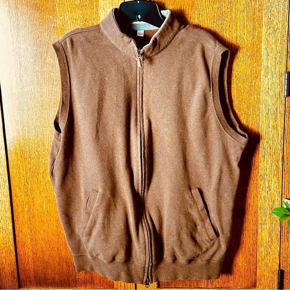 Peter Millar Brown Zip-Front Fleece Vest